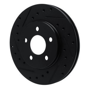 Chrysler Town & Country Brake Rotor (1) - Front Left - R1 Concepts - Drilled & Slotted - Black - `96-`00